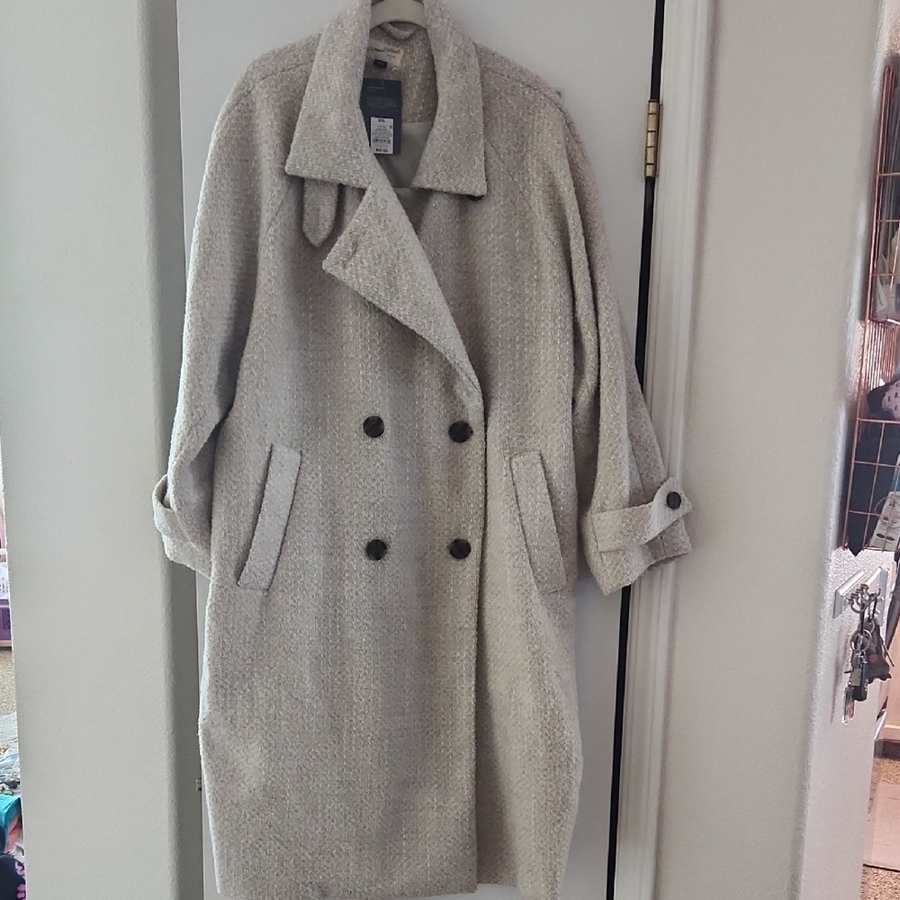 Universal Thread Cream Double-Breasted Pea Coat, Size XXL